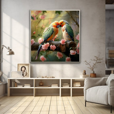 Parrots and Flowers Painting